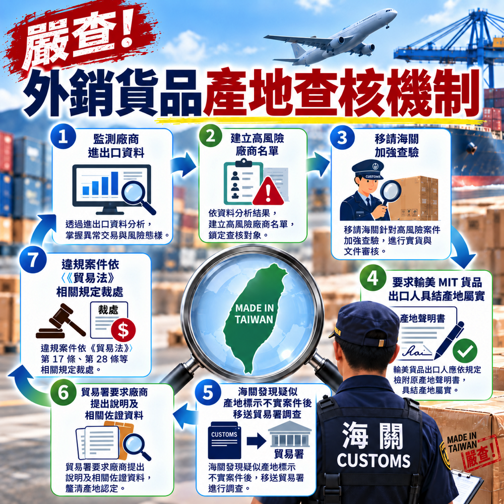 外銷出口產地查核持續升級：假MIT每張報單加重裁罰60萬元